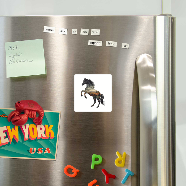 Double Exposure Wild Horse Autumn Plains Landscape by BirdsnStuff